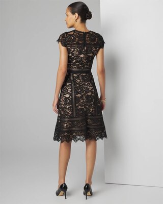 Short Sleeve Lace Fit-and-Flare Dress | White House Black Market Short Sleeve Lace Fit-and-Flare Dress | White House Black Market